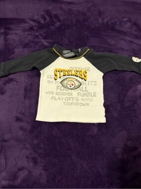NFL Pittsburgh Steelers Kids Raglan Long Sleeve Shirt - White & Black